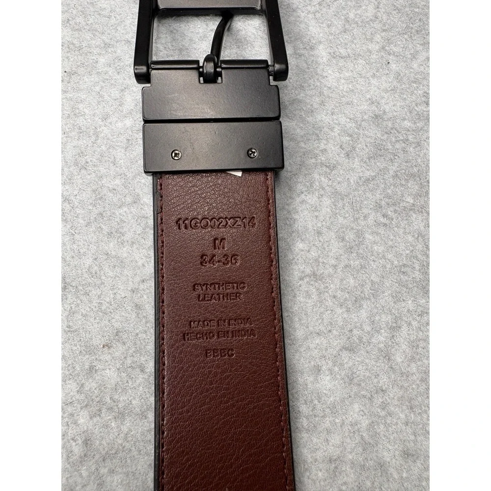 Guess Mens Reversible Belt Black Brown Matte Buckle 34-36 11GO02XZ14